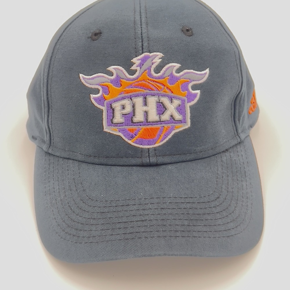 Adidas Phoenix Suns Hat Adjustable NBA Gray Cap Orange Logo OSFA
